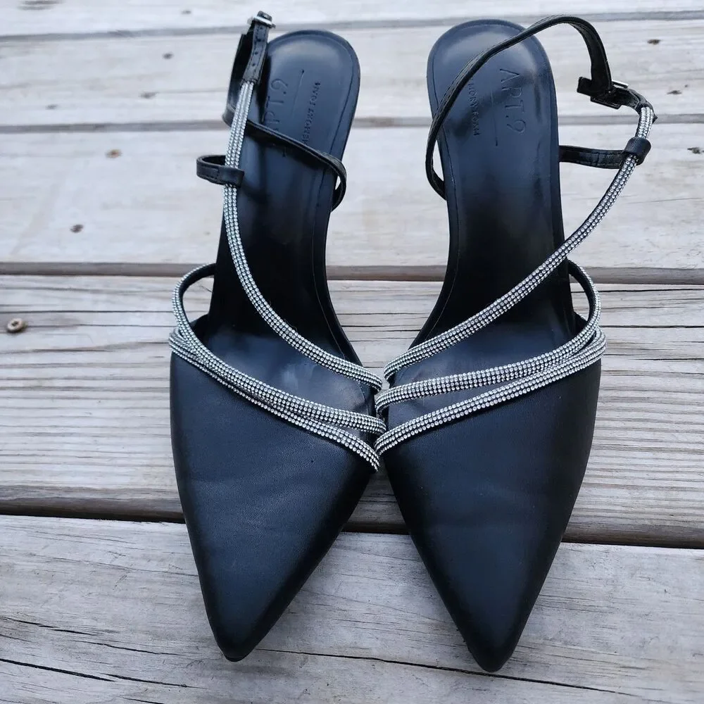 Apt 9 Tyraa Bling Pointed Women's Sz 8.5  Pumps Memory Foam Black Wedding Prom